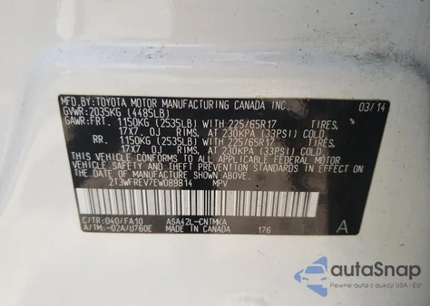 2014 Toyota Rav4 Xle from USA, damaged, VIN 2T3WFREV7EW089814